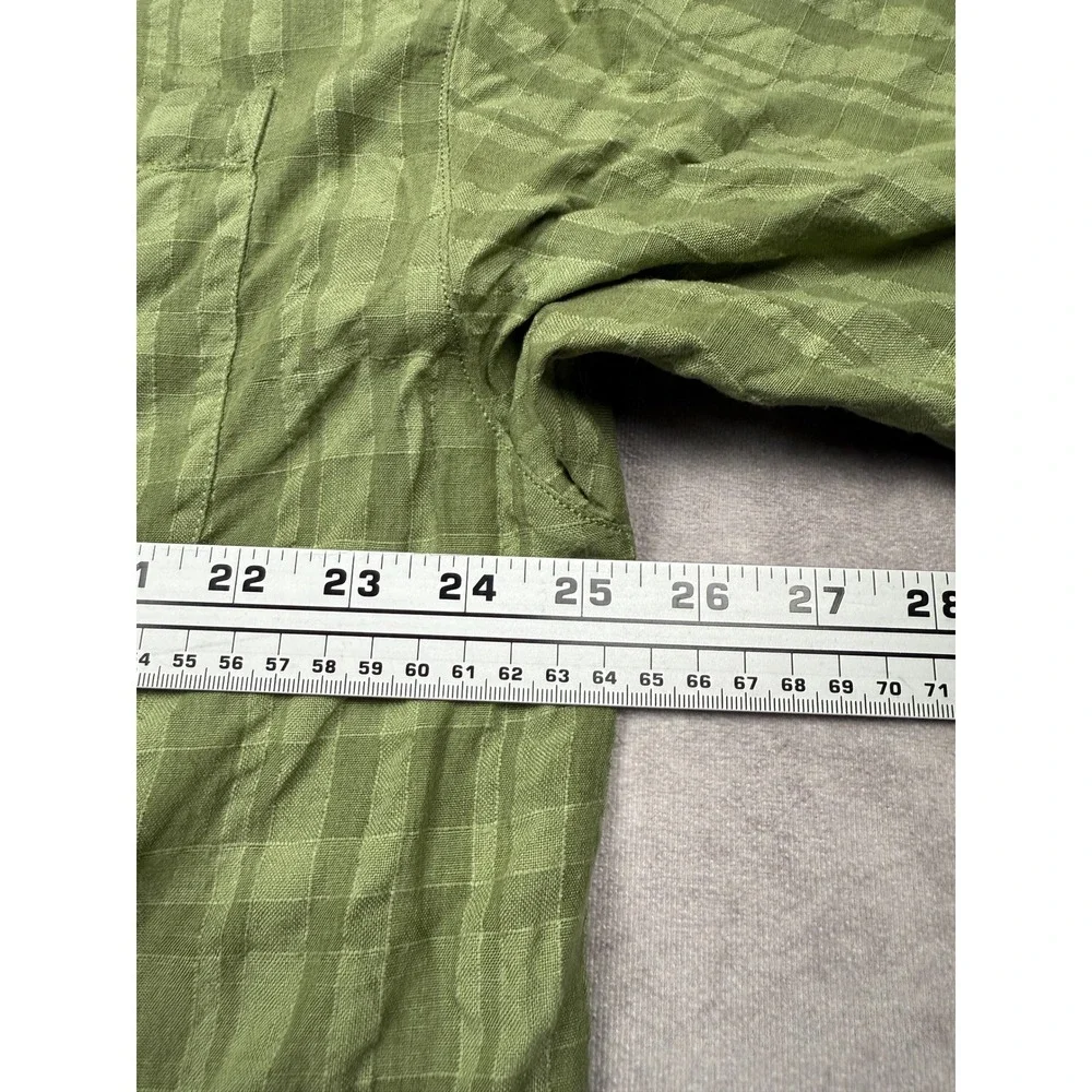 VTG Tommy‎ Bahama 100% Linen Mens XL Plaid Check Button Shirt Sage Green Classic